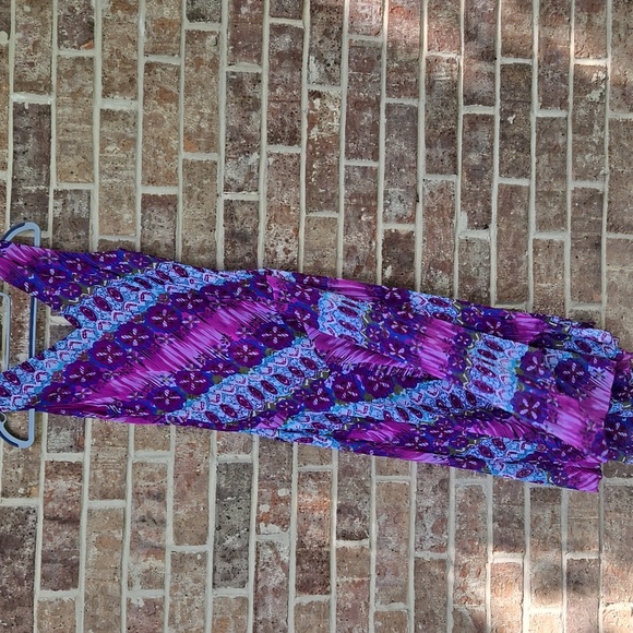 Rabbit Rabbit Boho Purple Multicolored Tie Dye Design Flowy Midi dress size 10 - Picture 5 of 5
